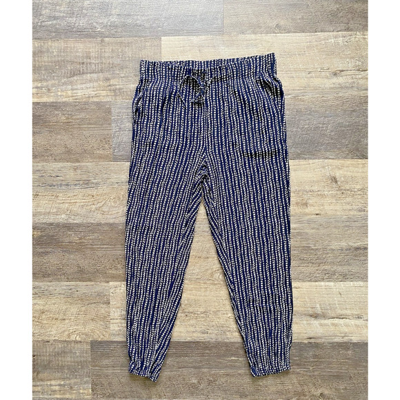 Per Se Pants Pull On Elastic Waist Navy Blue & White Casual Rayon Lounge Joggers - Picture 10 of 10